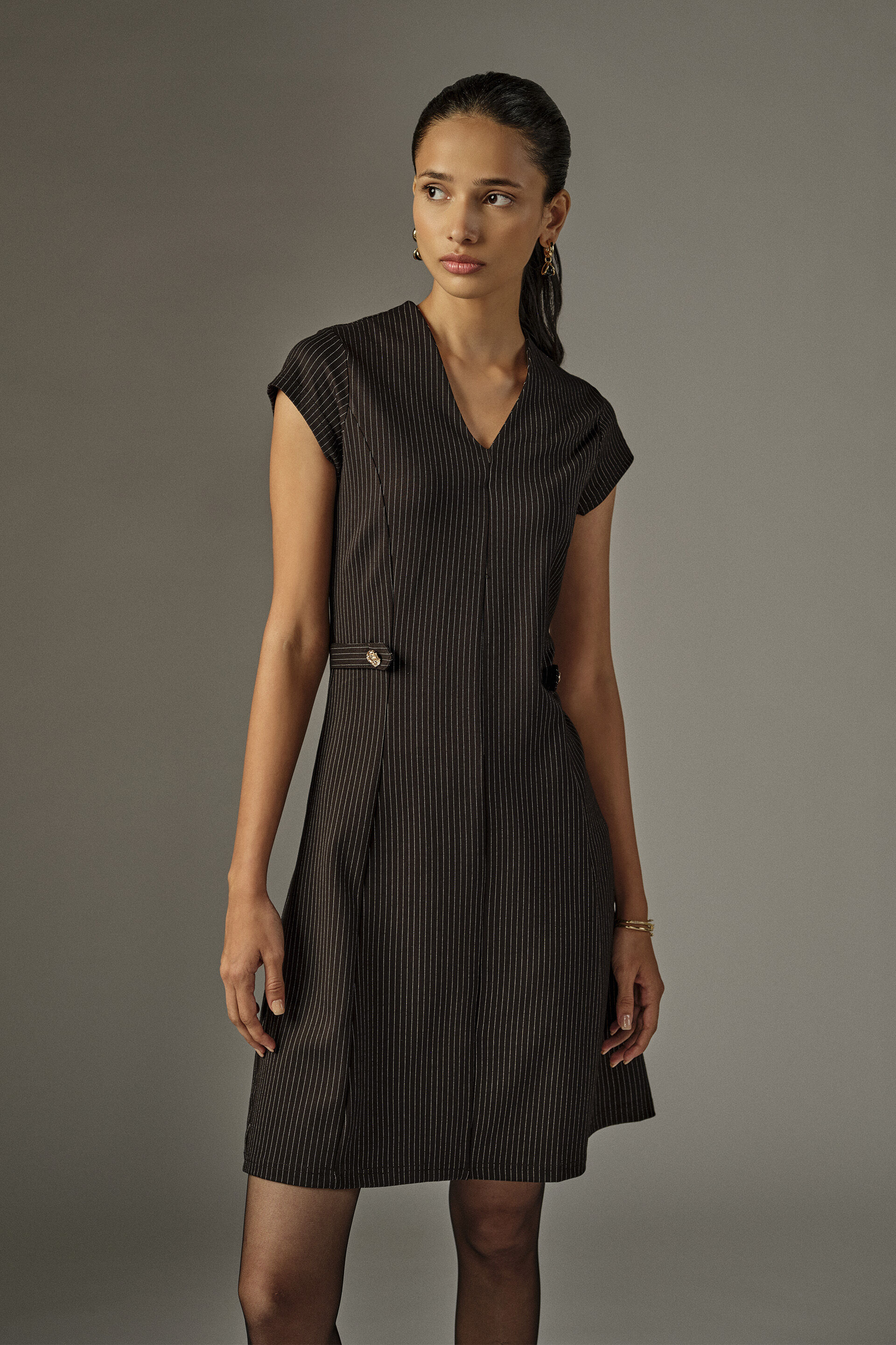 Miriam Black & White Striped Dress